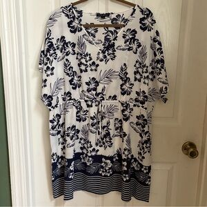 Mario Serrani Blue 3/4 Sleeve Boxy Tunic